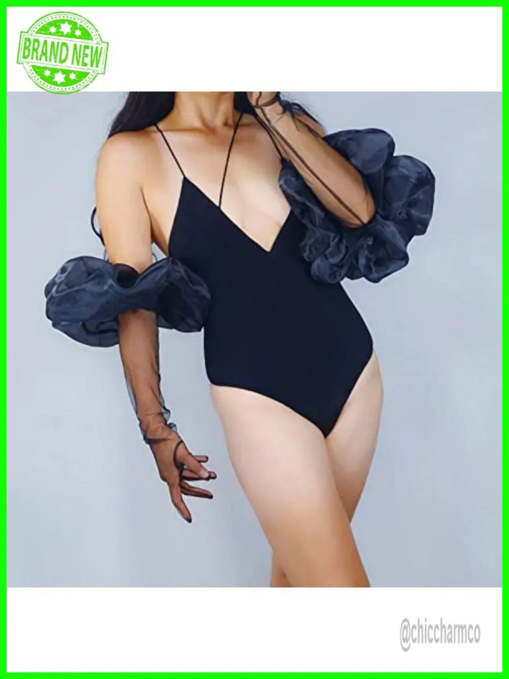 Women Extra Long Opera Gloves Puff Sleeve Silk Ruffle Cuff Mesh Evening Wedding